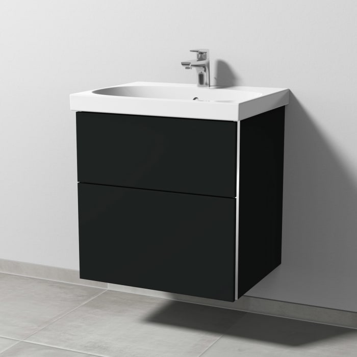 Sanipa 3way Waschtischunterbau für Keramik-Waschtisch Acanto 60 cm, 2 Auszüge mit Griffleisten