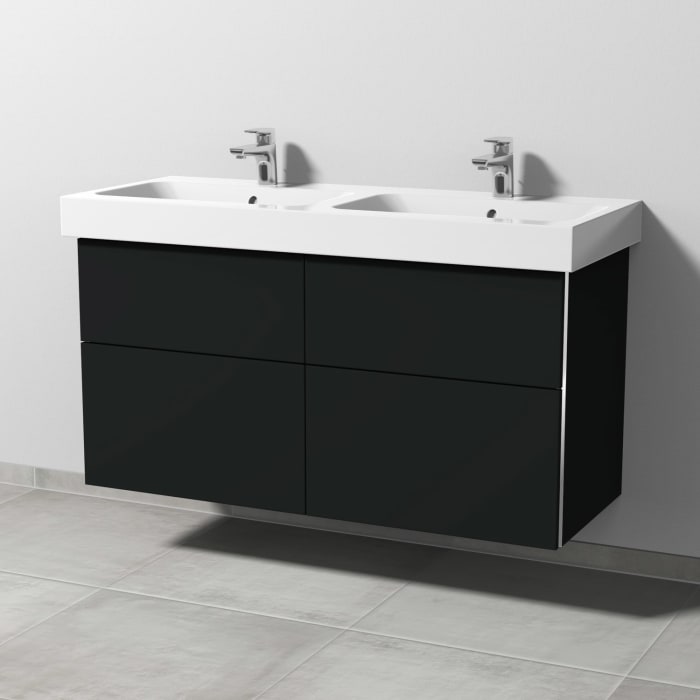 Sanipa 3way Waschtischunterbau für Keramik-Doppelwaschtisch iCon 120 cm, 4 Auszüge mit Griffleisten