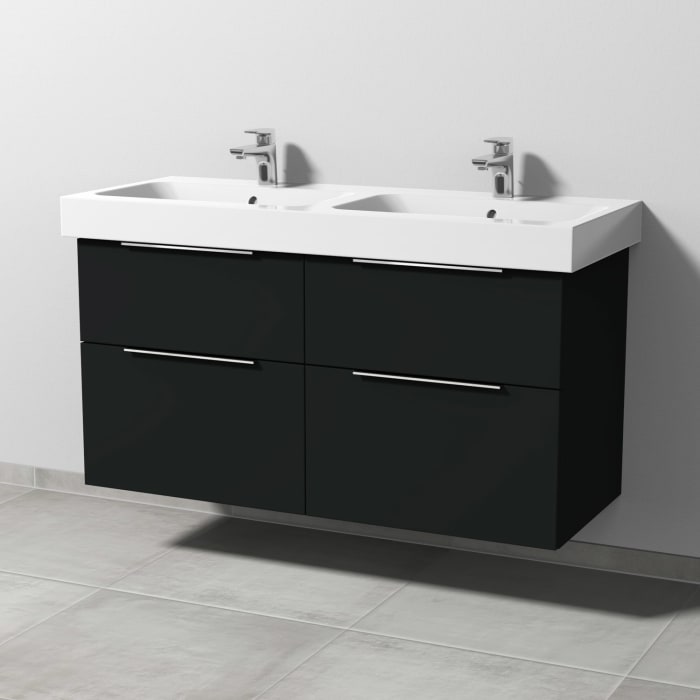 Sanipa 3way Waschtischunterbau für Keramik-Doppelwaschtisch iCon 120 cm, 4 Auszüge mit Aufsatzgriff