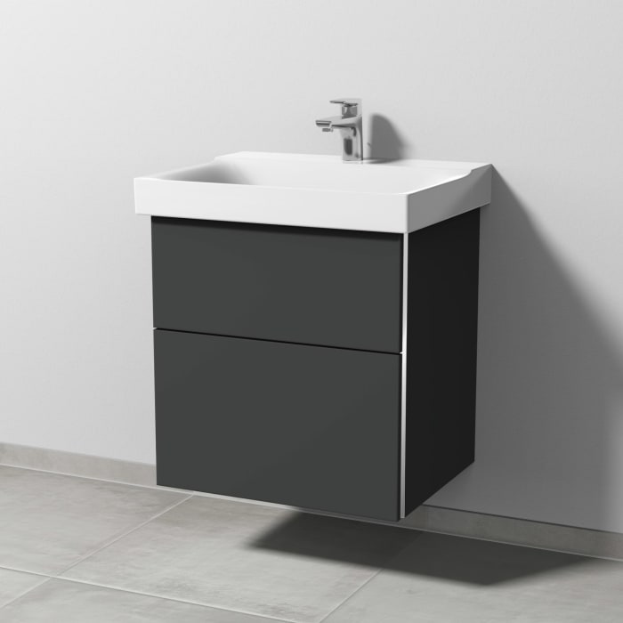 Sanipa 3way Waschtischunterbau für Keramik-Waschtisch Xeno² 60 cm, 2 Auszüge mit Griffleisten