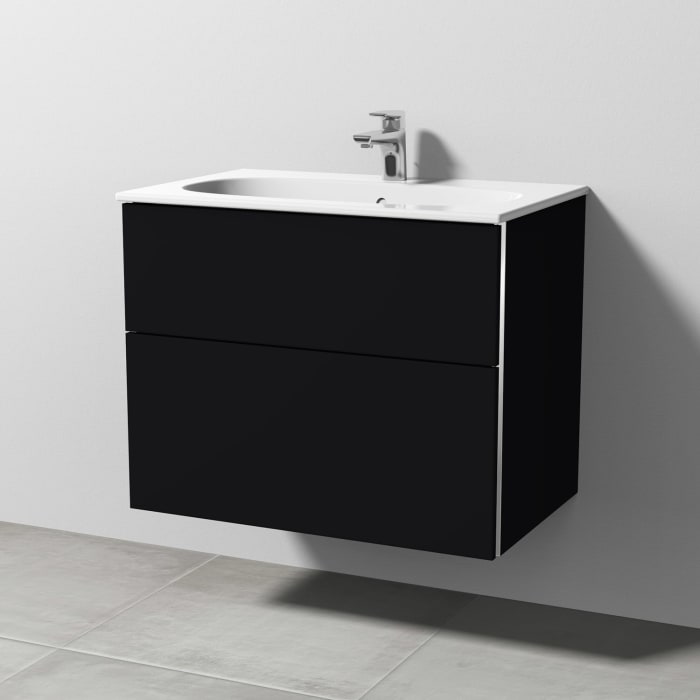 Sanipa 3way Waschtischunterbau für Keramik-Waschtisch Acanto Slim 75 cm, 2 Auszüge mit Griffleisten