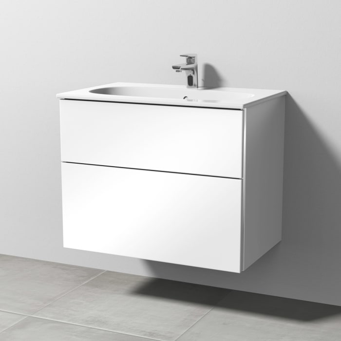 Sanipa 3way Waschtischunterbau für Keramik-Waschtisch Acanto Slim 75 cm, 2 Auszüge mit Griffleisten
