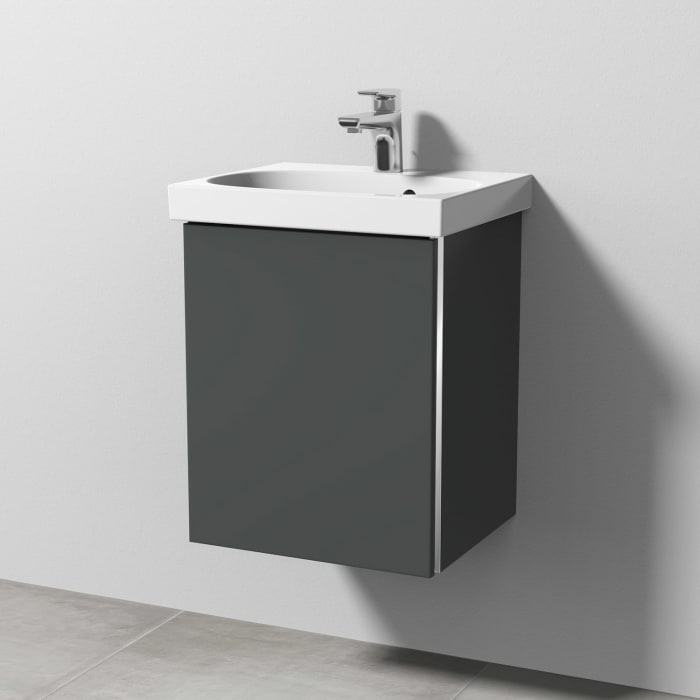 Sanipa 3way Waschtischunterbau für Keramik-Waschtisch Acanto 45 cm, 1 Tür, Anschlag links, mit Griffleiste