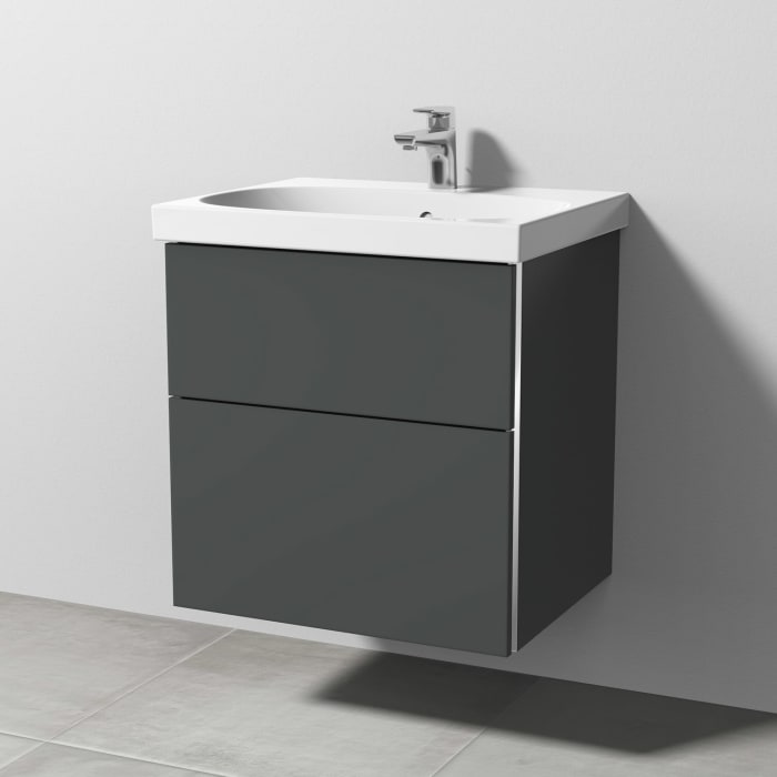 Sanipa 3way Waschtischunterbau für Keramik-Waschtisch Acanto 60 cm, 2 Auszüge mit Griffleisten