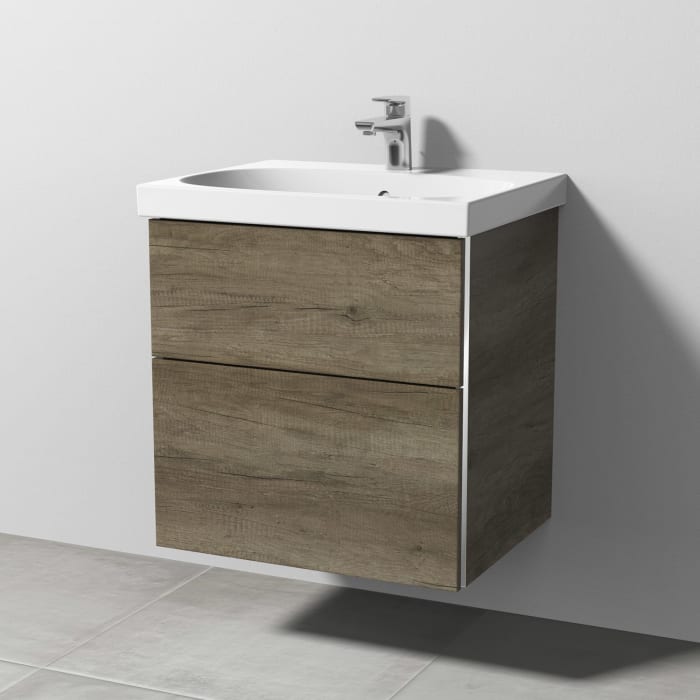 Sanipa 3way Waschtischunterbau für Keramik-Waschtisch Acanto 60 cm, 2 Auszüge mit Griffleisten