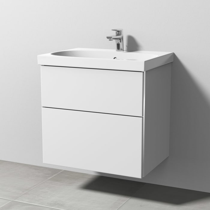Sanipa 3way Waschtischunterbau für Keramik-Waschtisch Acanto 65 cm, 2 Auszüge mit Griffleisten