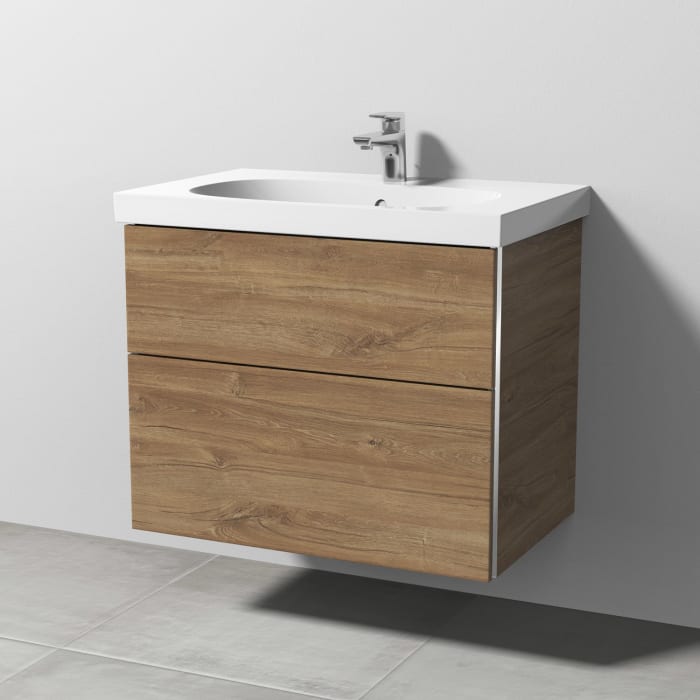 Sanipa 3way Waschtischunterbau für Keramik-Waschtisch Acanto 75 cm, 2 Auszüge mit Griffleisten