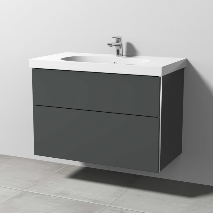 Sanipa 3way Waschtischunterbau für Keramik-Waschtisch Acanto 90 cm, 2 Auszüge mit Griffleisten