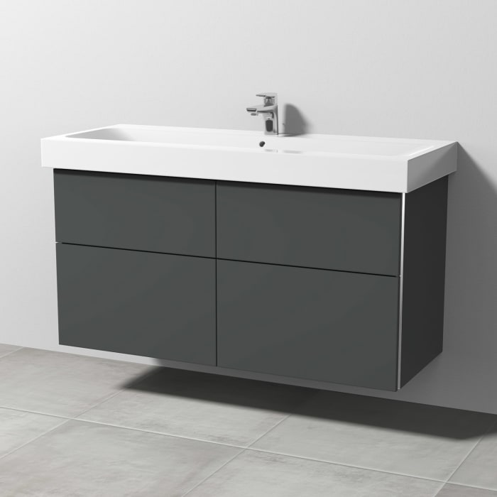 Sanipa 3way Waschtischunterbau für Keramik-Waschtisch iCon 120 cm, 4 Auszüge mit Griffleisten