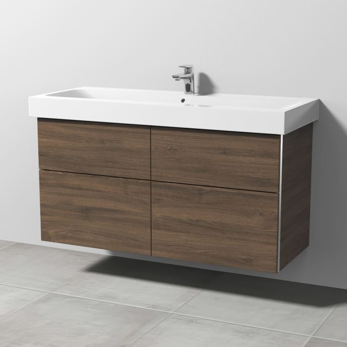 Sanipa 3way Waschtischunterbau für Keramik-Waschtisch iCon 120 cm, 4 Auszüge mit Griffleisten