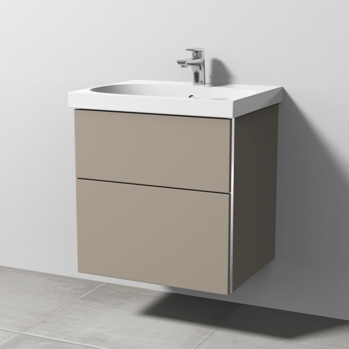 Sanipa 3way Waschtischunterbau für Keramik-Waschtisch Acanto 60 cm, 2 Auszüge mit Griffleisten