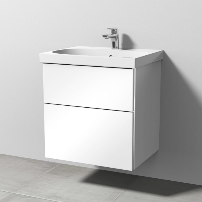 Sanipa 3way Waschtischunterbau für Keramik-Waschtisch Acanto 60 cm, 2 Auszüge mit Griffleisten