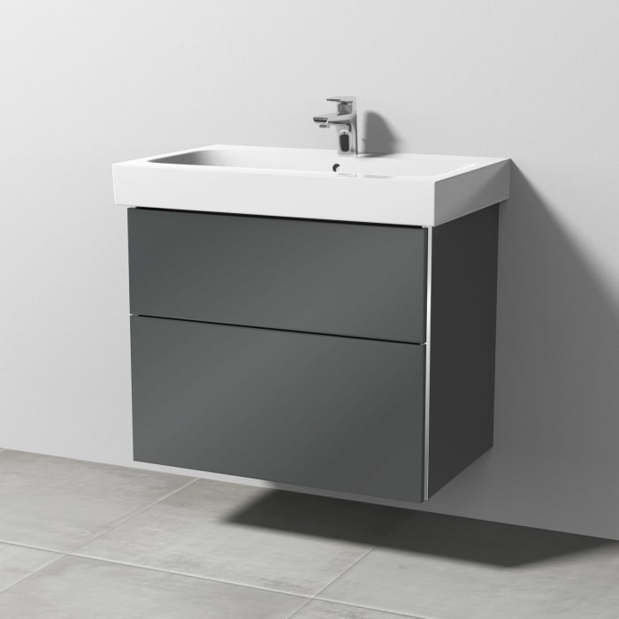 Sanipa 3way Waschtischunterbau für Keramik-Waschtisch iCon 75 cm, 2 Auszüge mit Griffleisten