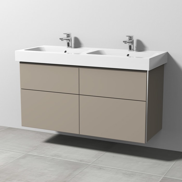 Sanipa 3way Waschtischunterbau für Keramik-Doppelwaschtisch iCon 120 cm, 4 Auszüge mit Griffleisten