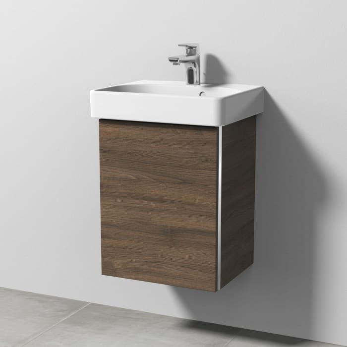 Sanipa 3way Waschtischunterbau für Keramik-Waschtisch Smyle Square 45 cm, 1 Tür, Anschlag links, mit Griffleiste