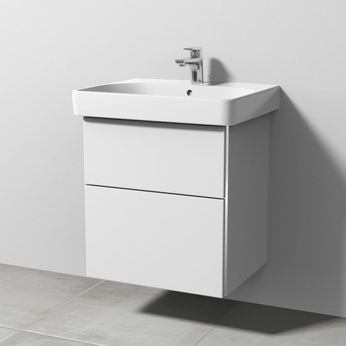 Sanipa 3way Waschtischunterbau für Keramik-Waschtisch Smyle Square 60 cm, 2 Auszüge mit Griffleisten