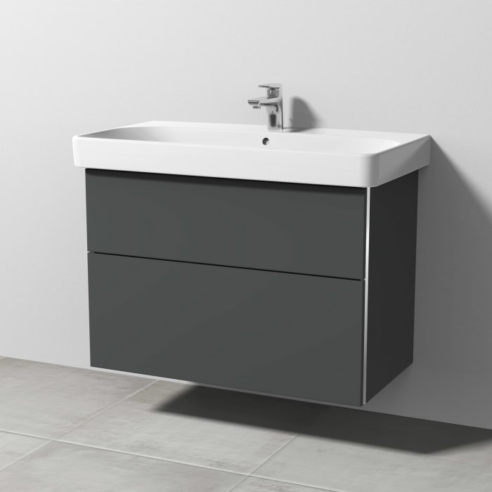 Sanipa 3way Waschtischunterbau für Keramik-Waschtisch Smyle Square 90 cm, 2 Auszüge mit Griffleisten