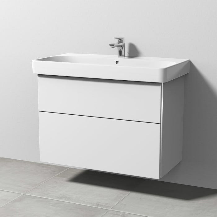 Sanipa 3way Waschtischunterbau für Keramik-Waschtisch Smyle Square 90 cm, 2 Auszüge mit Griffleisten