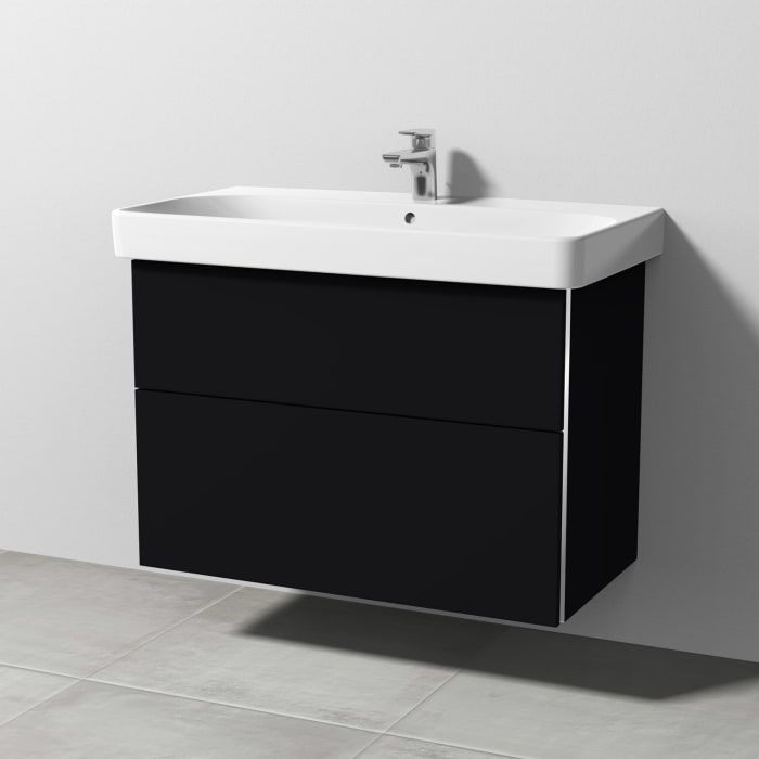 Sanipa 3way Waschtischunterbau für Keramik-Waschtisch Smyle Square 90 cm, 2 Auszüge mit Griffleisten