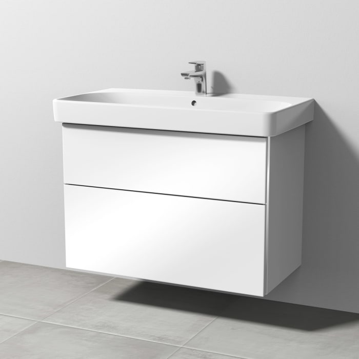 Sanipa 3way Waschtischunterbau für Keramik-Waschtisch Smyle Square 90 cm, 2 Auszüge mit Griffleisten