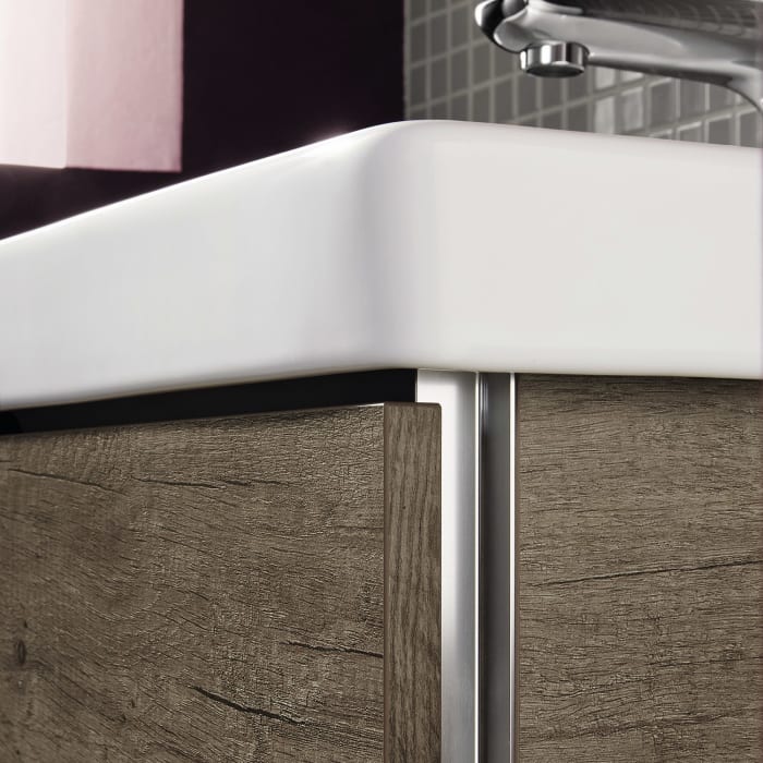 Sanipa 3way Waschtischunterbau für Keramik-Doppelwaschtisch Acanto 120 cm, 4 Auszüge mit Griffleisten