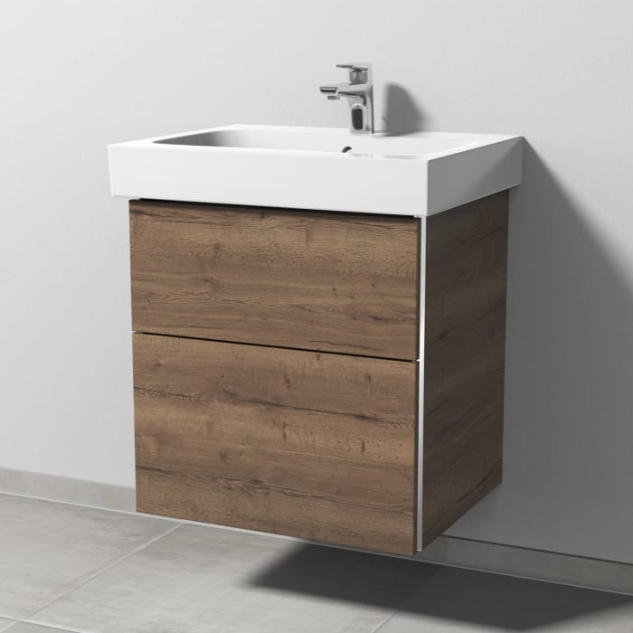 Sanipa 3way Waschtischunterbau für Keramik-Waschtisch iCon 60 cm, 2 Auszüge mit Griffleisten