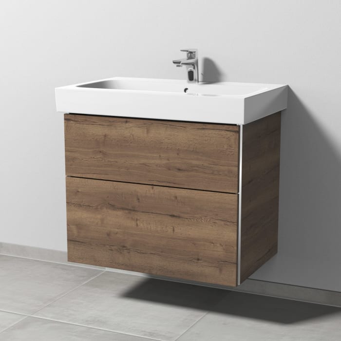 Sanipa 3way Waschtischunterbau für Keramik-Waschtisch iCon 75 cm, 2 Auszüge mit Griffleisten