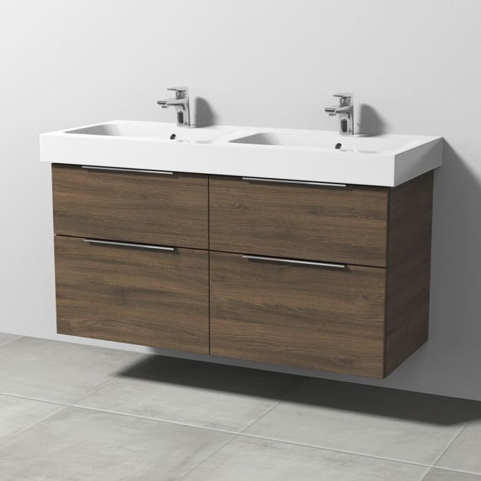 Sanipa 3way Waschtischunterbau für Keramik-Doppelwaschtisch iCon 120 cm, 4 Auszüge mit Aufsatzgriff