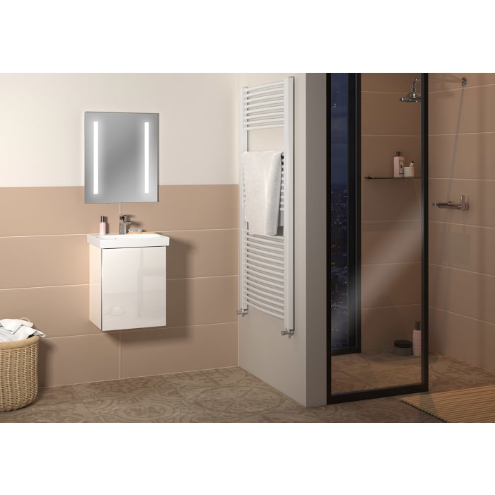 Sanipa 3way Waschtischunterbau für Keramik-Waschtisch Acanto 45 cm, 1 Tür, Anschlag rechts, mit Griffleiste