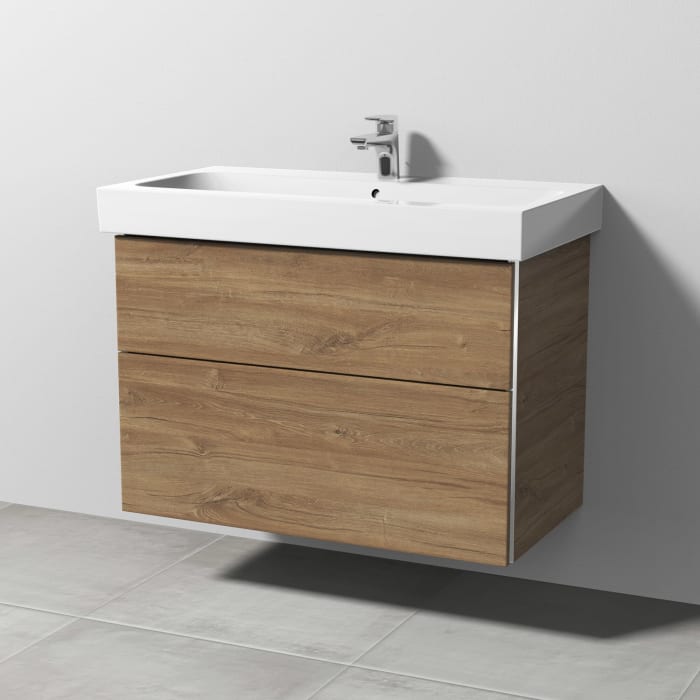 Sanipa 3way Waschtischunterbau für Keramik-Waschtisch iCon 90 cm, 2 Auszüge mit Griffleisten