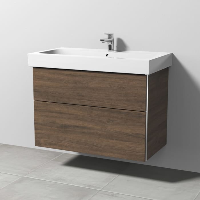 Sanipa 3way Waschtischunterbau für Keramik-Waschtisch iCon 90 cm, 2 Auszüge mit Griffleisten