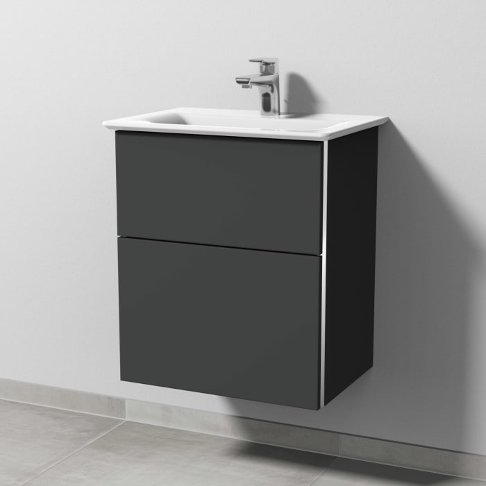 Sanipa 3way Waschtischunterbau für Keramik-Waschtisch Connect Air 54 cm, 2 Auszüge mit Griffleisten