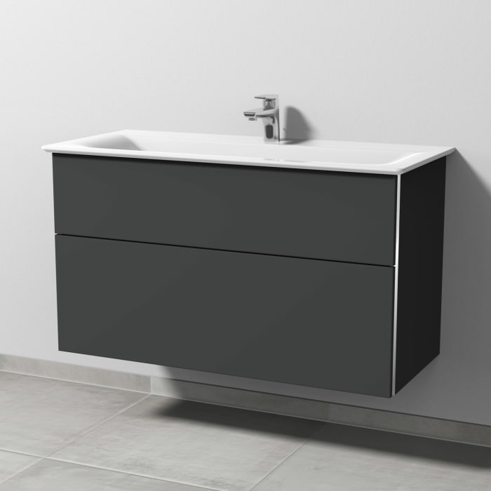 Sanipa 3way Waschtischunterbau für Keramik-Waschtisch Connect Air 104 cm, 2 Auszüge mit Griffleisten