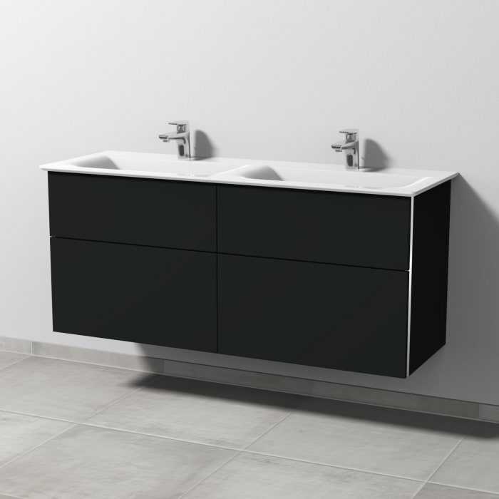 Sanipa 3way Waschtischunterbau für Keramik-Doppelwaschtisch Connect Air 134 cm, 4 Auszüge mit Griffleisten
