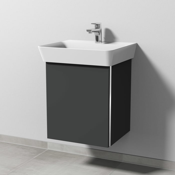 Sanipa 3way Waschtischunterbau für Keramik-Waschtisch Connect Air Cube 50 cm, 1 Tür, Anschlag links, mit Griffleiste