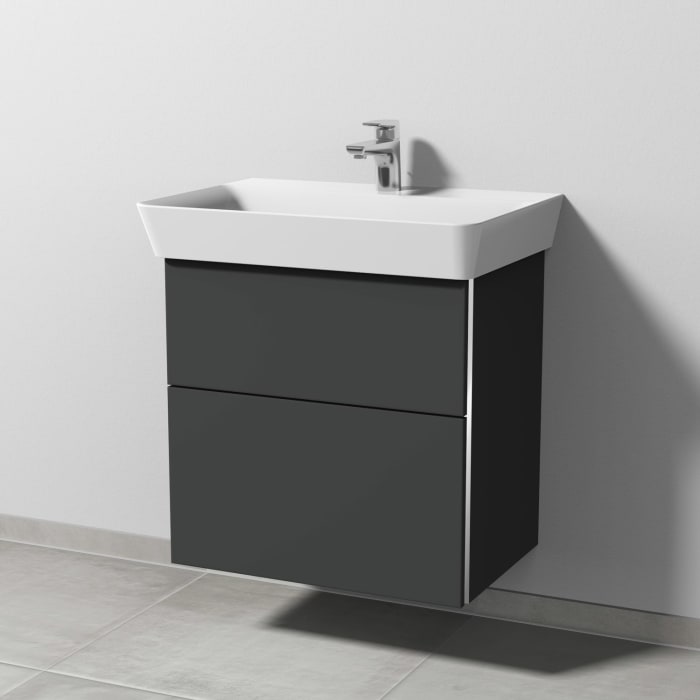 Sanipa 3way Waschtischunterbau für Keramik-Waschtisch Connect Air Cube 65 cm, 2 Auszüge mit Griffleisten