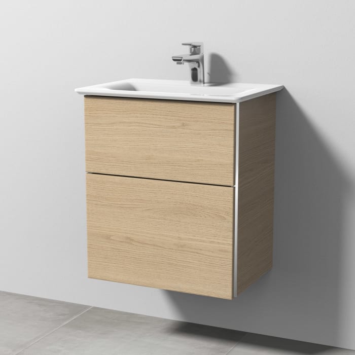 Sanipa 3way Waschtischunterbau für Keramik-Waschtisch Connect Air 54 cm, 2 Auszüge mit Griffleisten