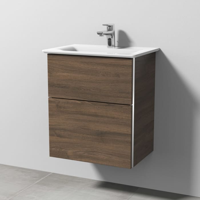 Sanipa 3way Waschtischunterbau für Keramik-Waschtisch Connect Air 54 cm, 2 Auszüge mit Griffleisten