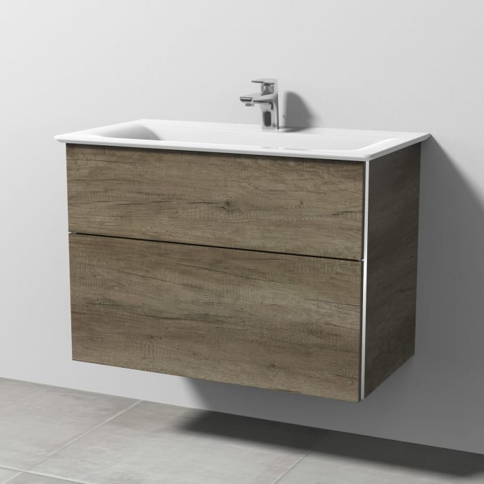 Sanipa 3way Waschtischunterbau für Keramik-Waschtisch Connect Air 84 cm, 2 Auszüge mit Griffleisten