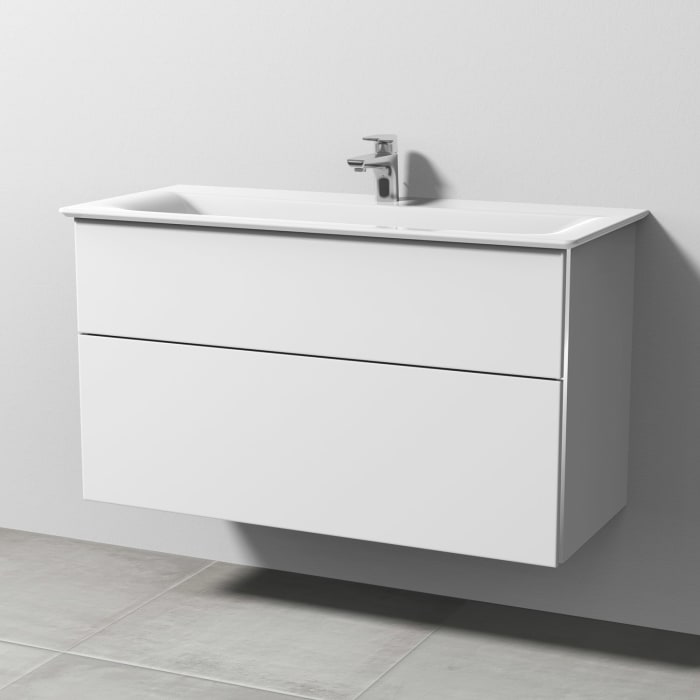 Sanipa 3way Waschtischunterbau für Keramik-Waschtisch Connect Air 104 cm, 2 Auszüge mit Griffleisten