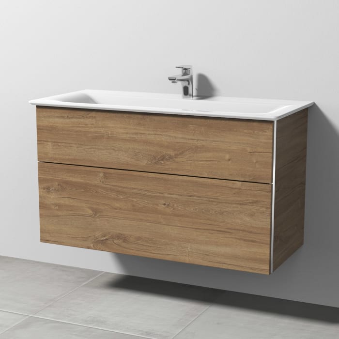 Sanipa 3way Waschtischunterbau für Keramik-Waschtisch Connect Air 104 cm, 2 Auszüge mit Griffleisten