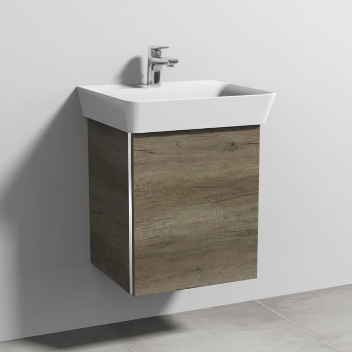 Sanipa 3way Waschtischunterbau für Keramik-Waschtisch Connect Air Cube 50 cm, 1 Tür, Anschlag rechts, mit Griffleiste