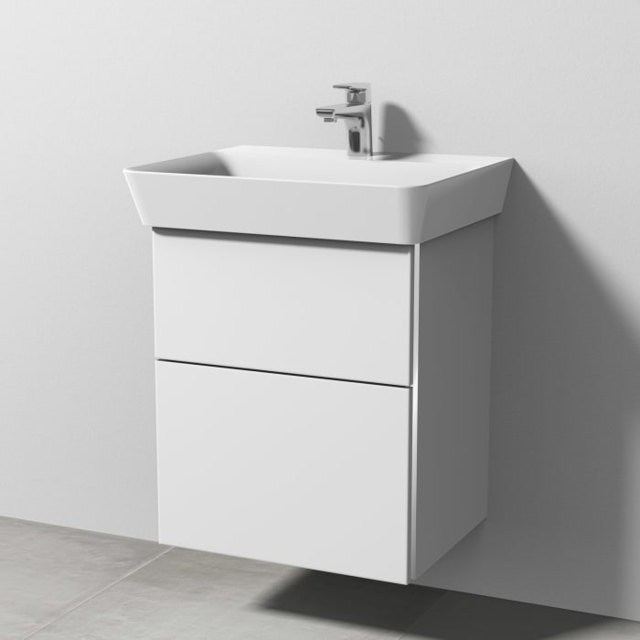 Sanipa 3way Waschtischunterbau für Keramik-Waschtisch Connect Air Cube 55 cm, 2 Auszüge mit Griffleisten
