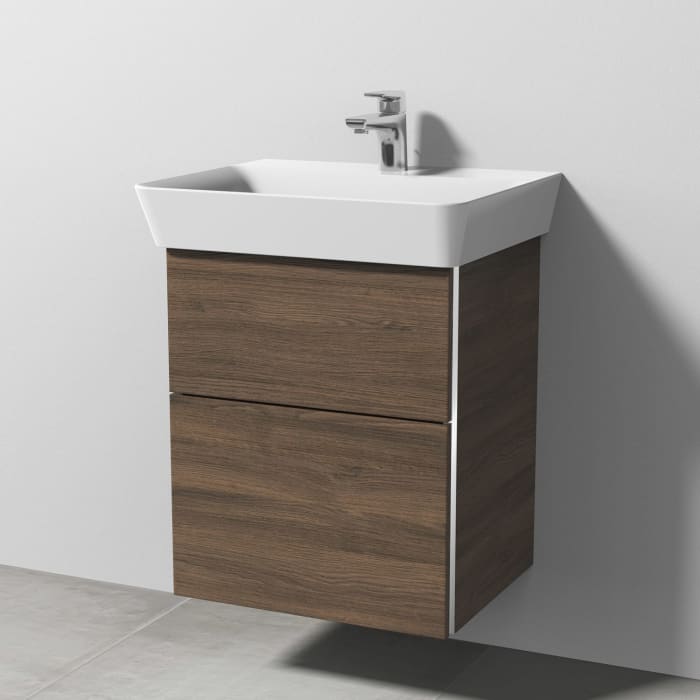 Sanipa 3way Waschtischunterbau für Keramik-Waschtisch Connect Air Cube 55 cm, 2 Auszüge mit Griffleisten