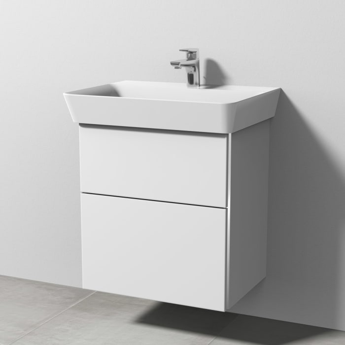 Sanipa 3way Waschtischunterbau für Keramik-Waschtisch Connect Air Cube 60 cm, 2 Auszüge mit Griffleisten