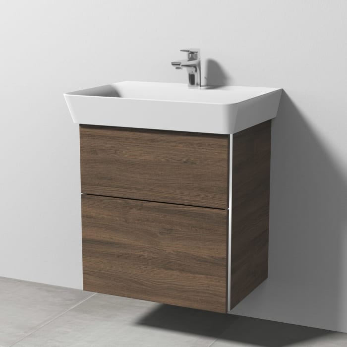 Sanipa 3way Waschtischunterbau für Keramik-Waschtisch Connect Air Cube 60 cm, 2 Auszüge mit Griffleisten