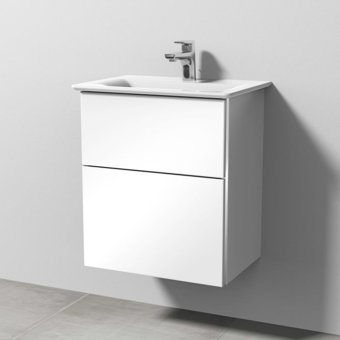 Sanipa 3way Waschtischunterbau für Keramik-Waschtisch Connect Air 54 cm, 2 Auszüge mit Griffleisten