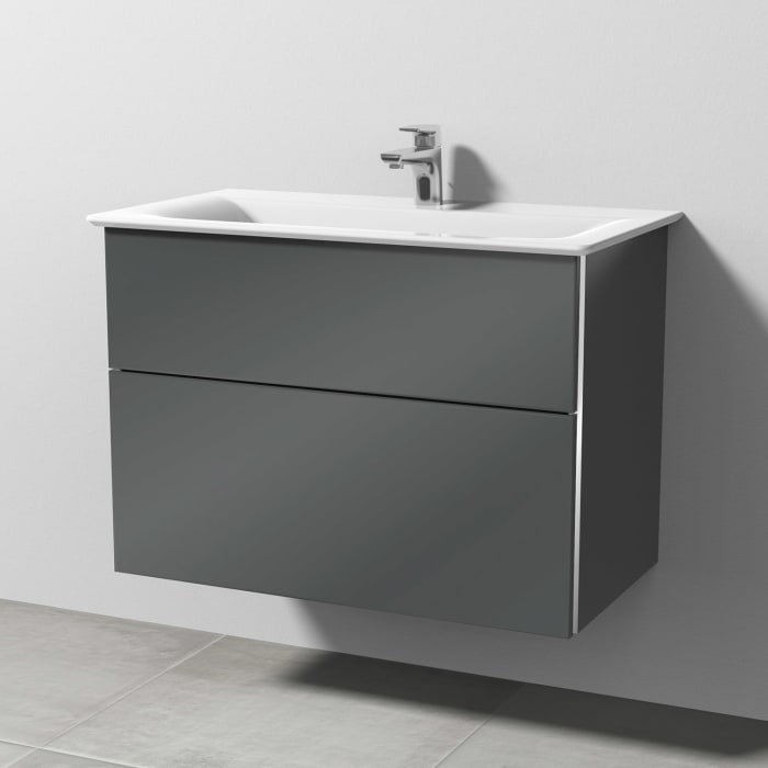 Sanipa 3way Waschtischunterbau für Keramik-Waschtisch Connect Air 84 cm, 2 Auszüge mit Griffleisten