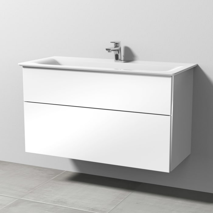 Sanipa 3way Waschtischunterbau für Keramik-Waschtisch Connect Air 104 cm, 2 Auszüge mit Griffleisten