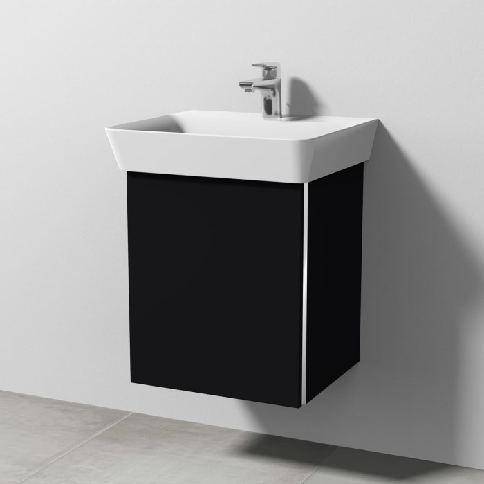 Sanipa 3way Waschtischunterbau für Keramik-Waschtisch Connect Air Cube 50 cm, 1 Tür, Anschlag links, mit Griffleiste